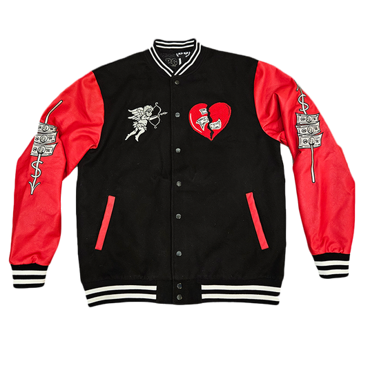 HEART BREAKER (Varsity Jacket) - Black & Red