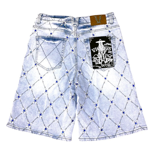 Vicious Denim Men's Embellished denim shorts - light blue