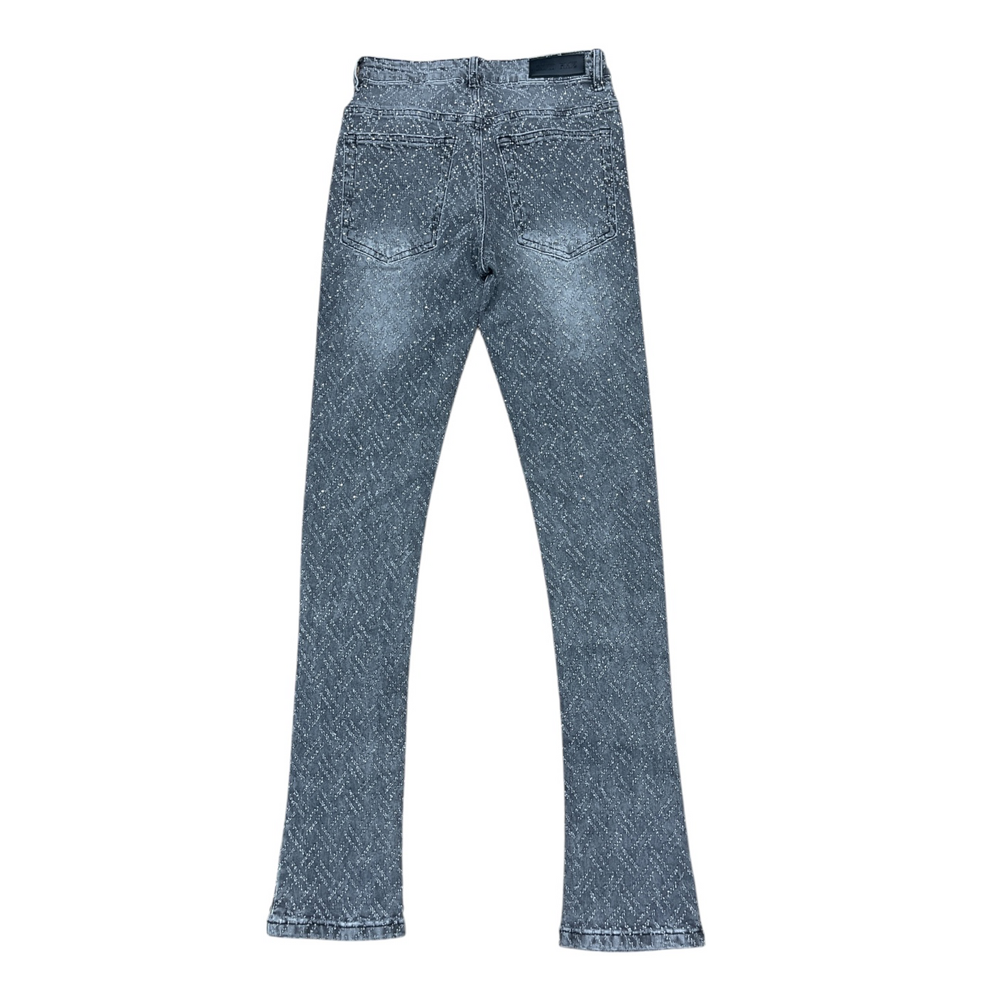 Mind Games Blinged Out Stacked Jeans -gray