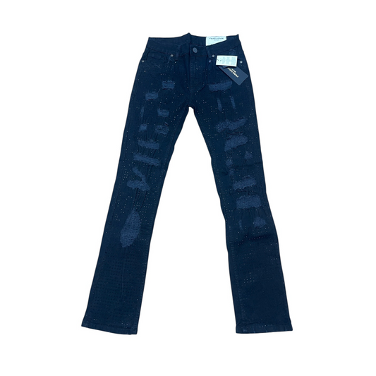 FWRD black rhinestone jeans