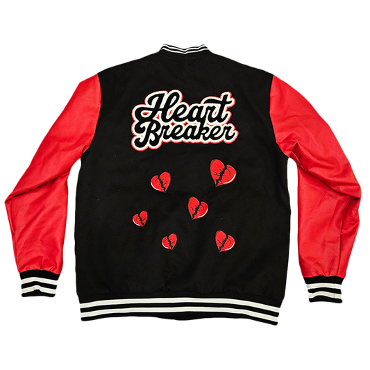 HEART BREAKER (Varsity Jacket) - Black & Red