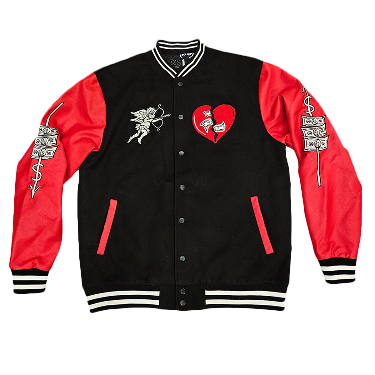 HEART BREAKER (Varsity Jacket) - Black & Red