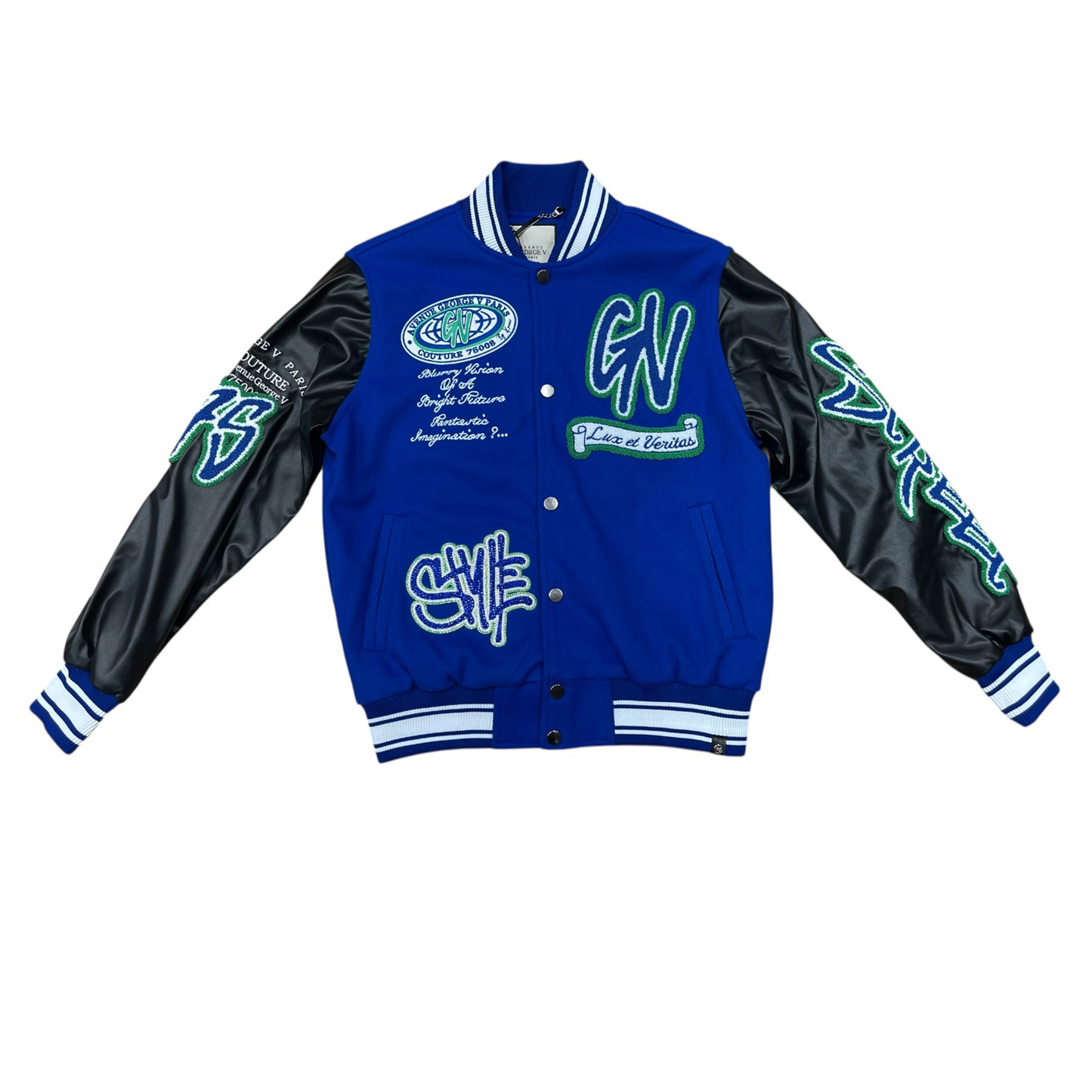 George V Jacket - Bright Future Varsity - Blue And Black