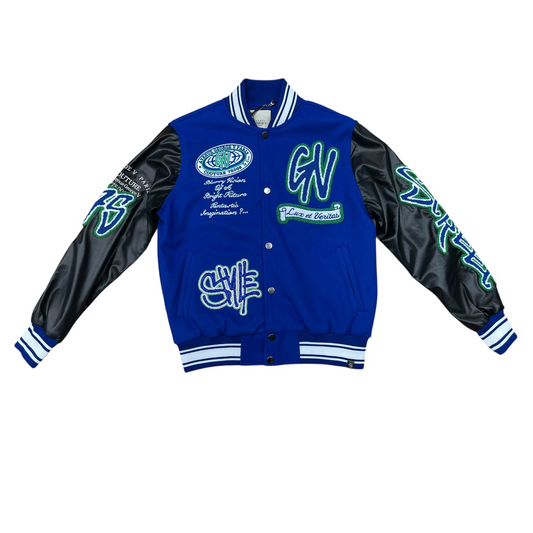 George V Jacket - Bright Future Varsity - Blue And Black