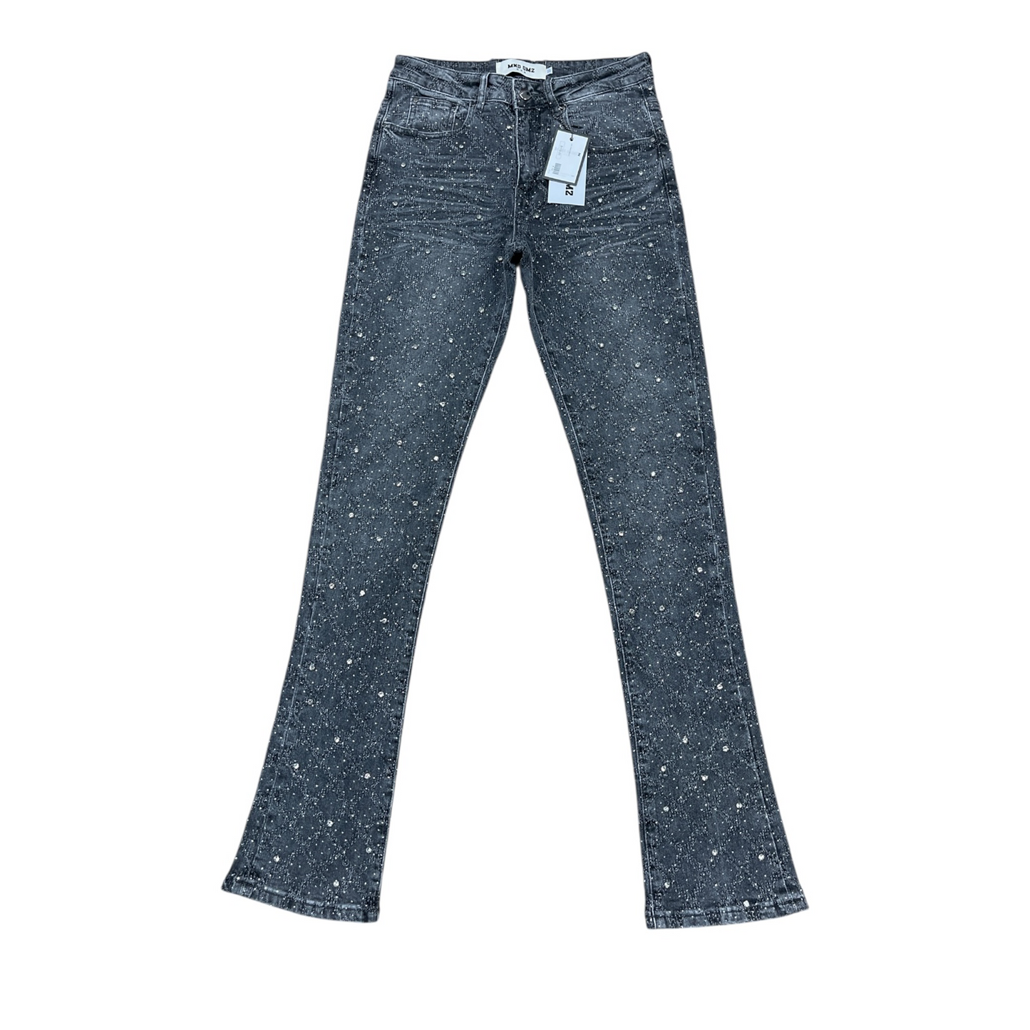 Mind Games stone  Out Stacked Jeans -gray (Copy)