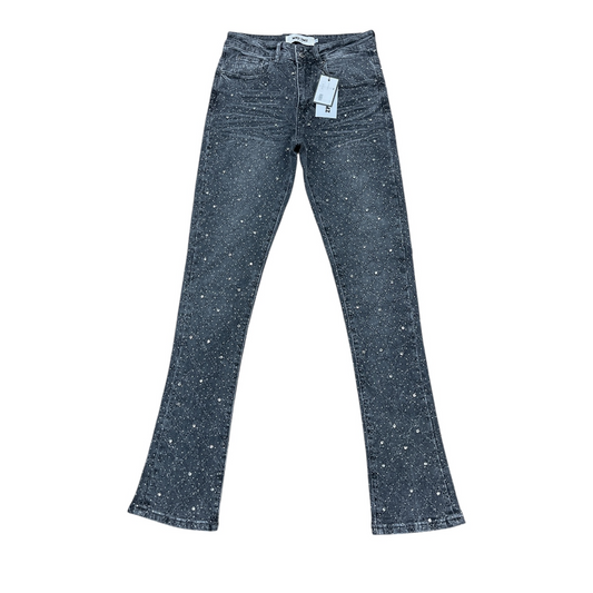 Mind Games stone  Out Stacked Jeans -gray (Copy)
