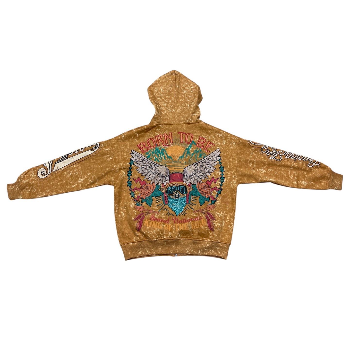 REBEL MINDS BORN TO BE HOODIE orange brown