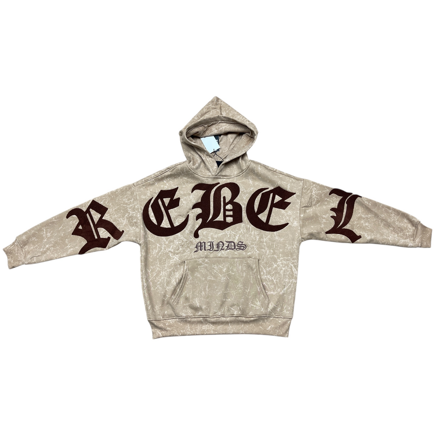 REBEL MINDS Chenille Rebel Fleece Hoodie brown